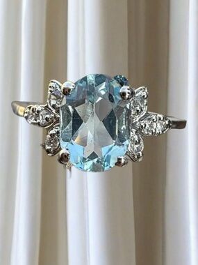 Elegant “Blue Topaz” Butterfly Ring